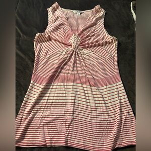 Cabi Striped Twist-Front Sleeveless Top - Red/White